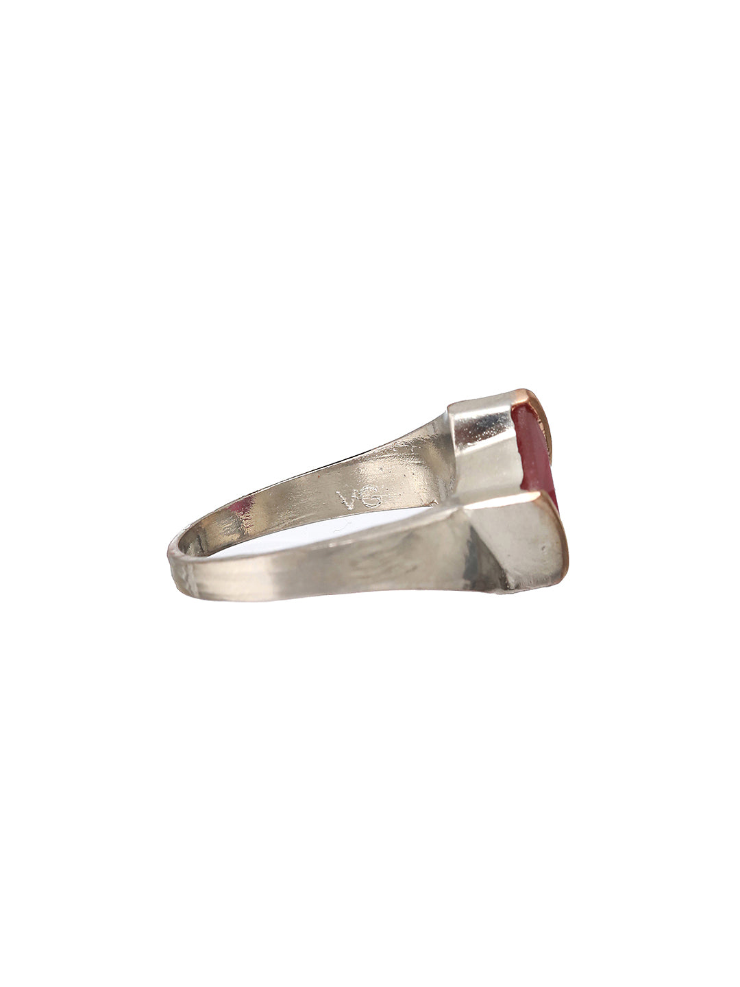 Priyaasi Pink Square Studded Silver-Plated Ring