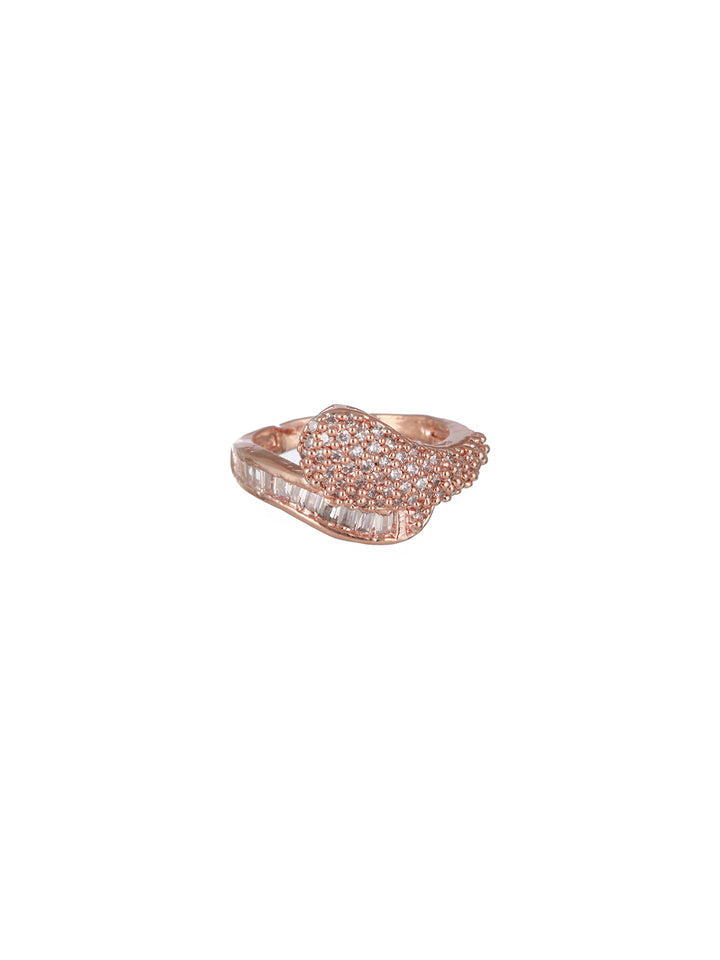 Priyaasi Elegant American Diamond Adjustable Rose Gold-Plated Ring