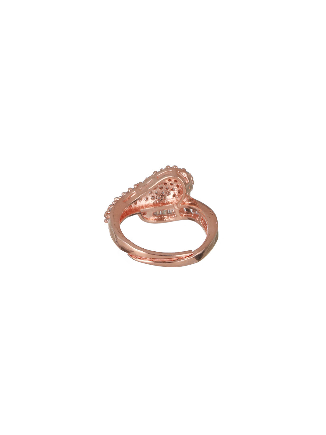 Priyaasi Elegant American Diamond Adjustable Rose Gold-Plated Ring
