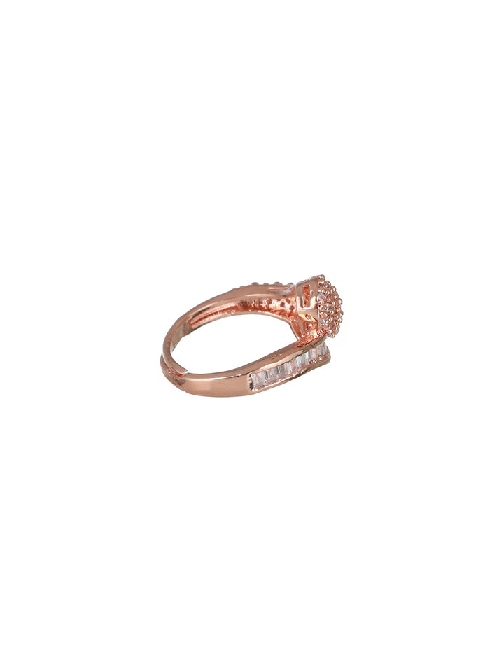 Priyaasi Elegant American Diamond Adjustable Rose Gold-Plated Ring