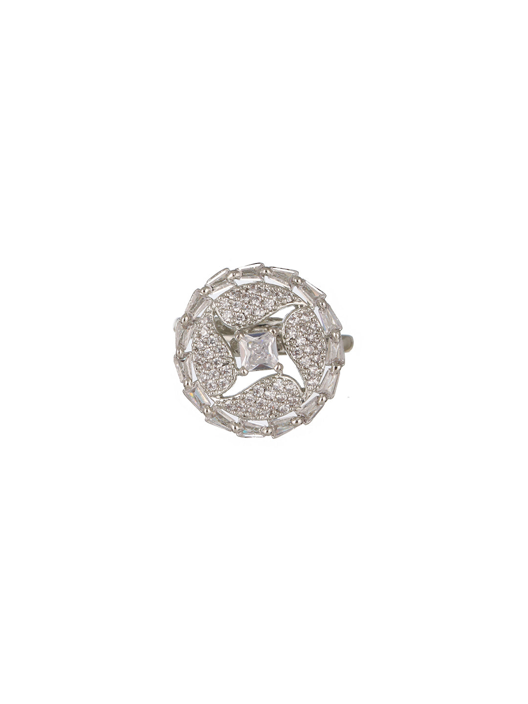 Priyaasi Silver Plated American Diamond Ring