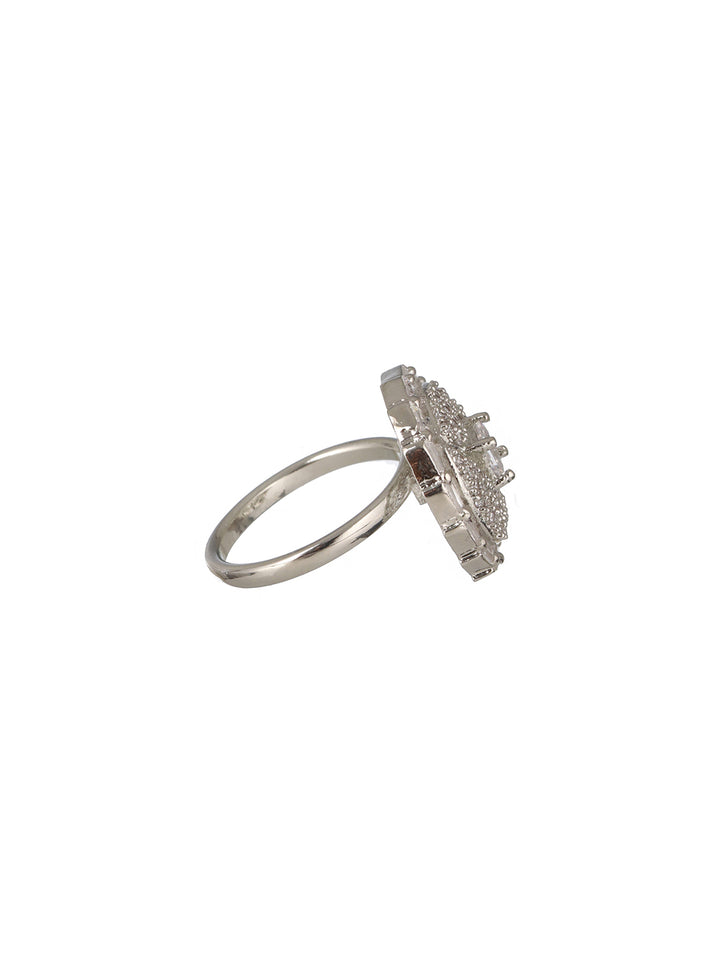 Priyaasi Silver Plated American Diamond Ring