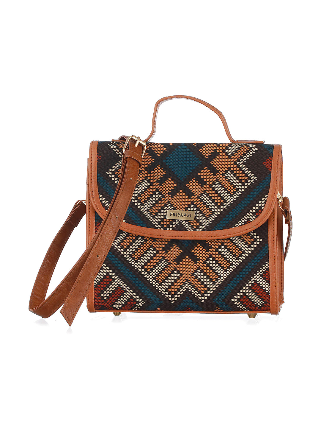 Pretty Petite Multicolor Brown Sling Bag