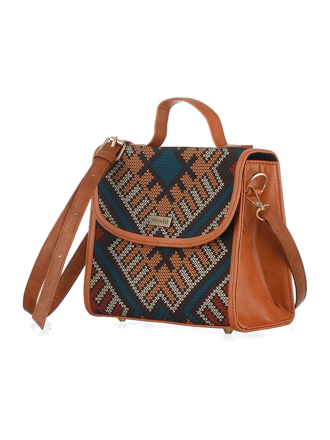 Pretty Petite Multicolor Brown Sling Bag