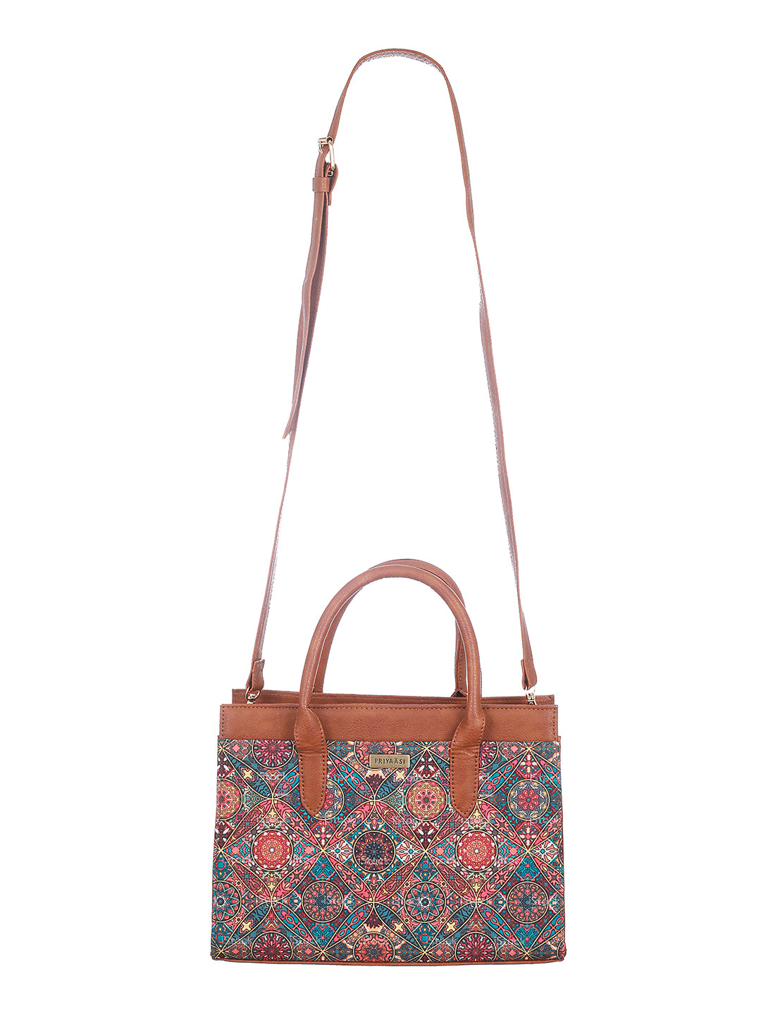 Flo-Mandal Multicolor Printed Brown Handbag