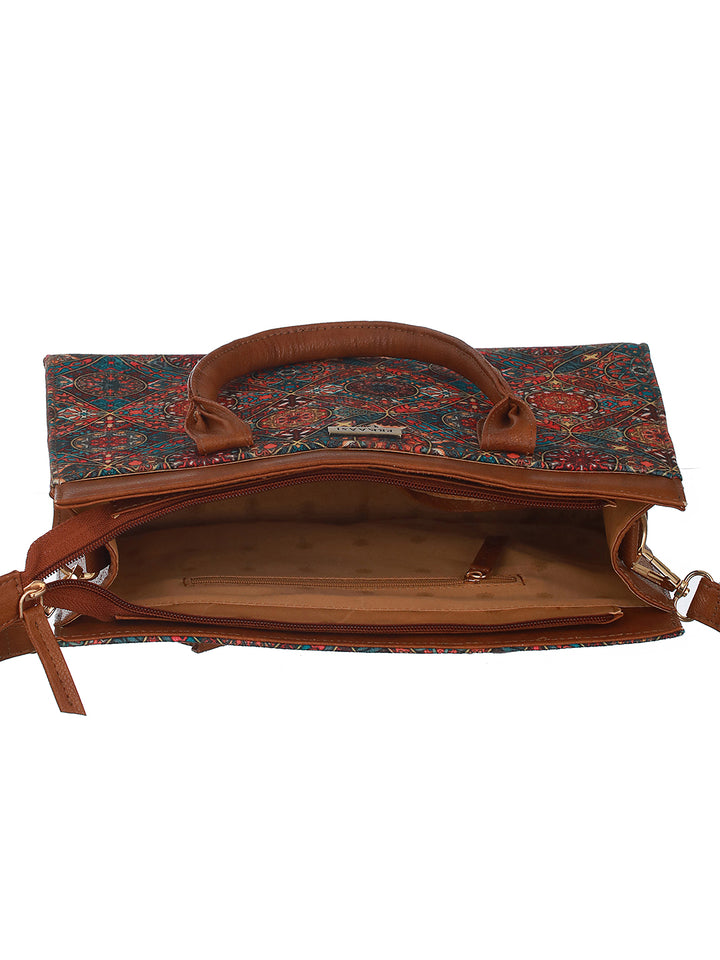 Flo-Mandal Multicolor Printed Brown Handbag