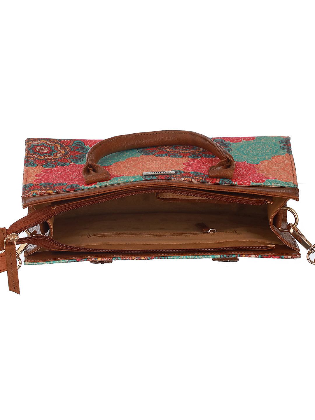PhoolChakra Multicolor Printed Brown Handbag