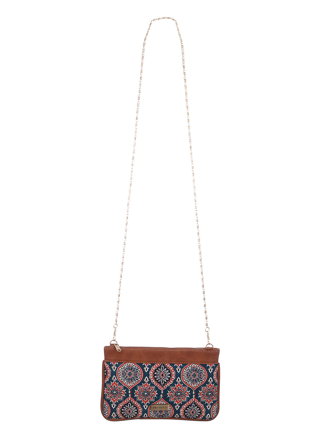 Priyaasi Blue Blossom Multicolor Printed Brown Sling Bag