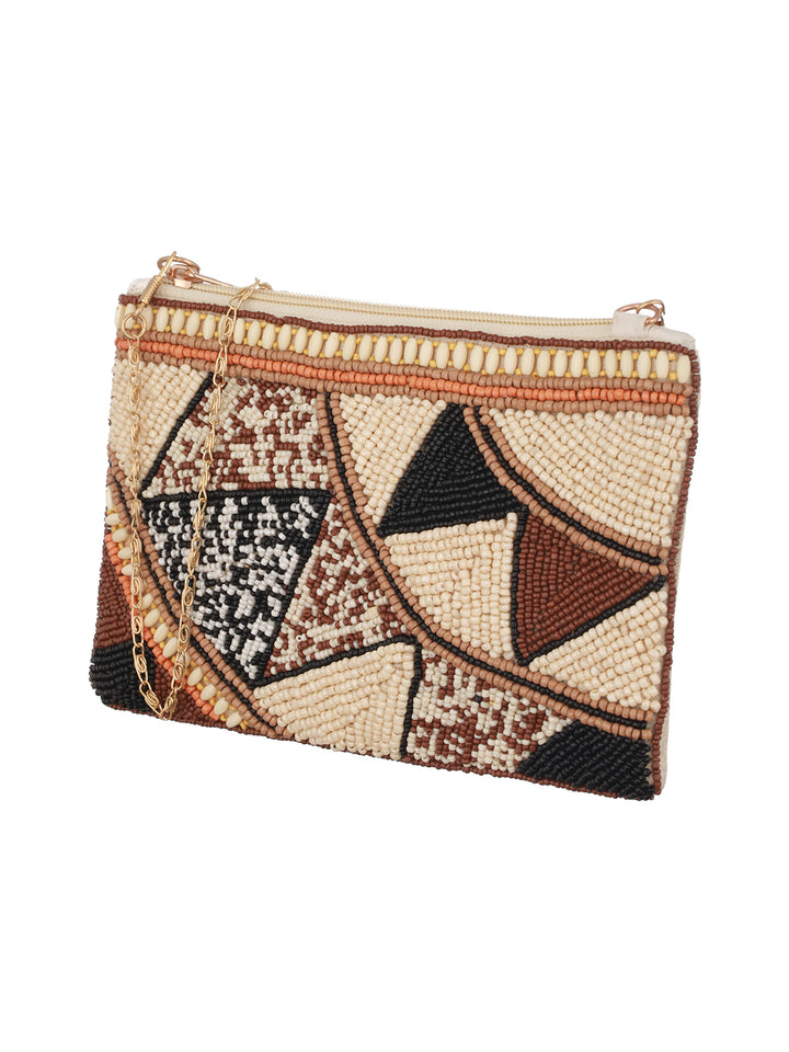 Priyaasi Bead-ing Bold Multicolor Brown Pouch Sling Bag