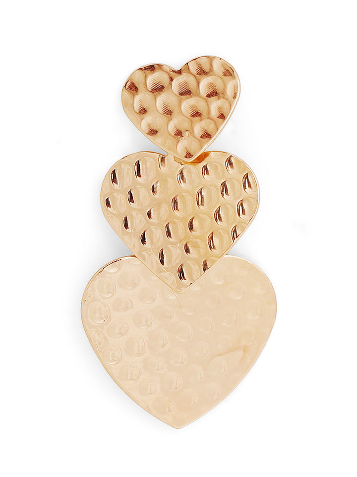 Priyaasi Gold Plated Heart-Shaped Drop Earrings