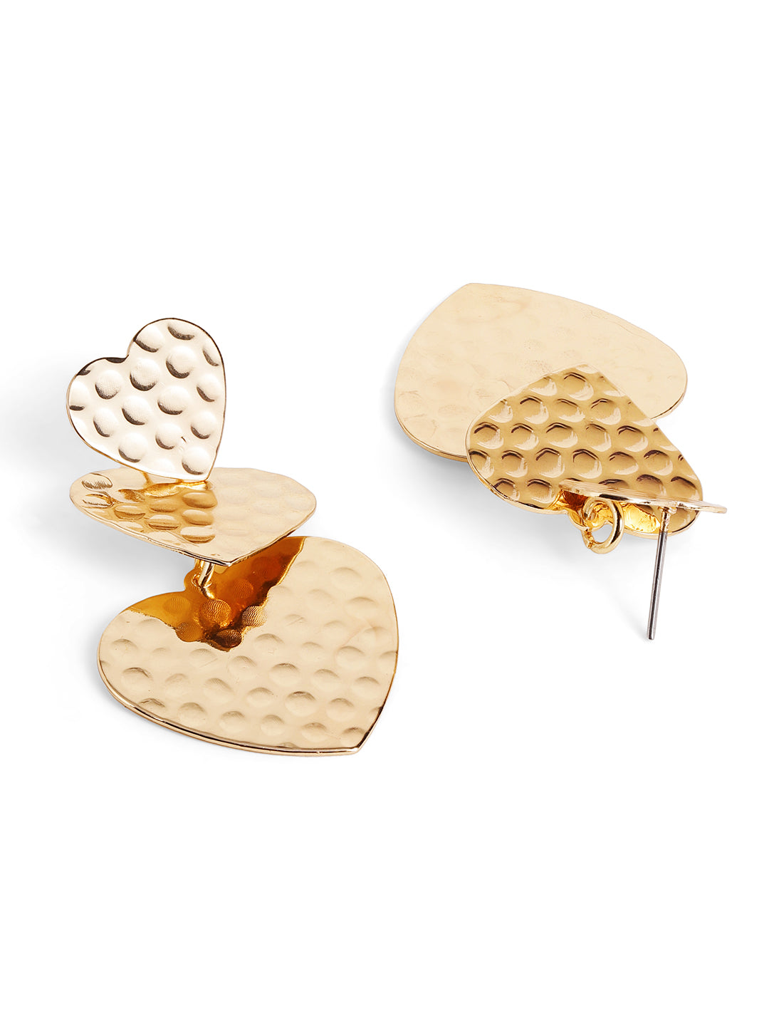 Priyaasi Gold Plated Heart-Shaped Drop Earrings