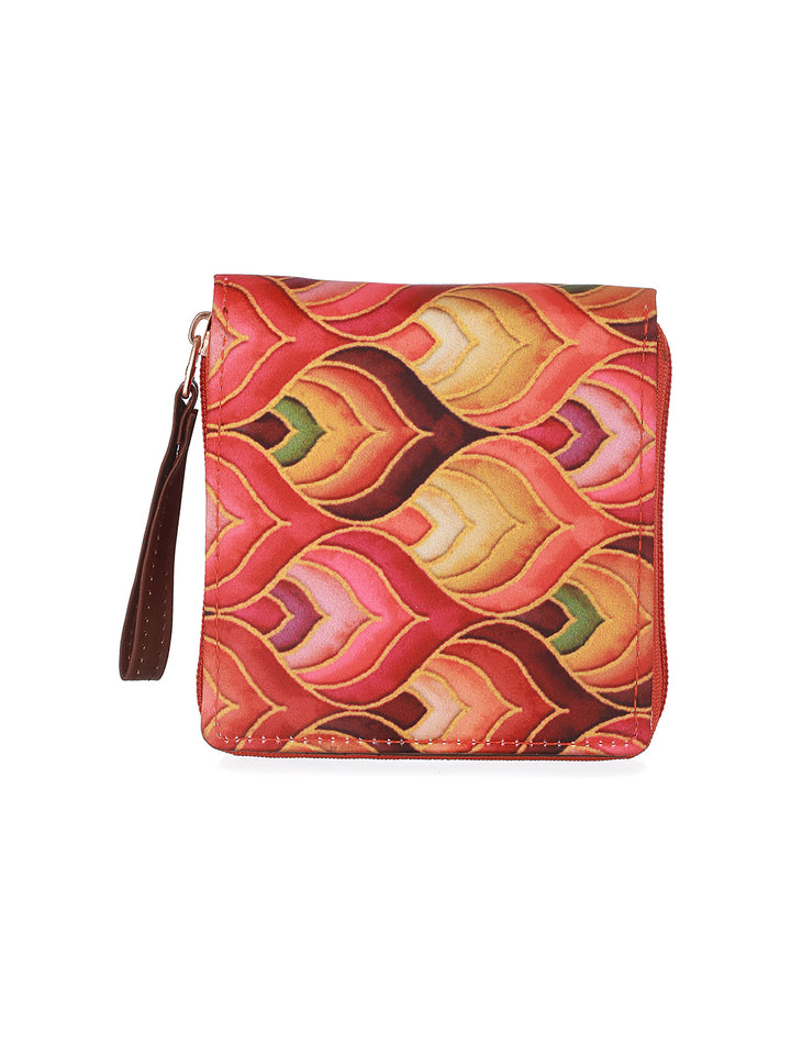 Curvy-Chevs Multicolor Orange Printed Mini Wallet