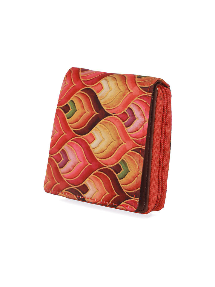 Curvy-Chevs Multicolor Orange Printed Mini Wallet