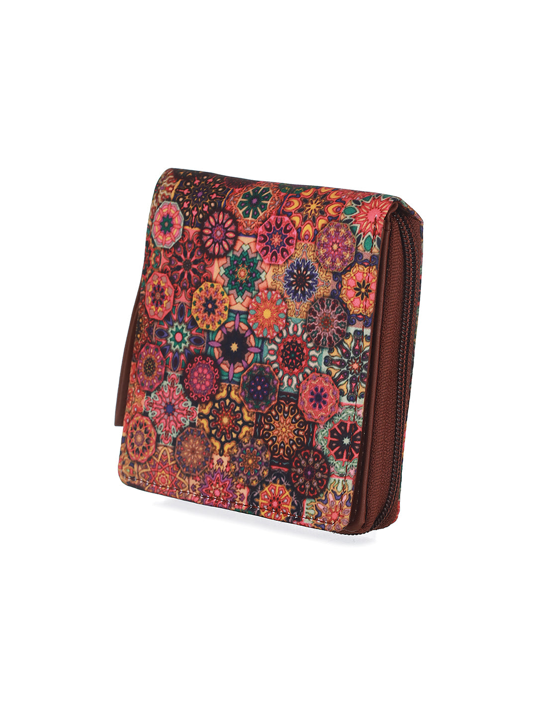 Most Mandala Multicolor Brown Printed Mini Wallet