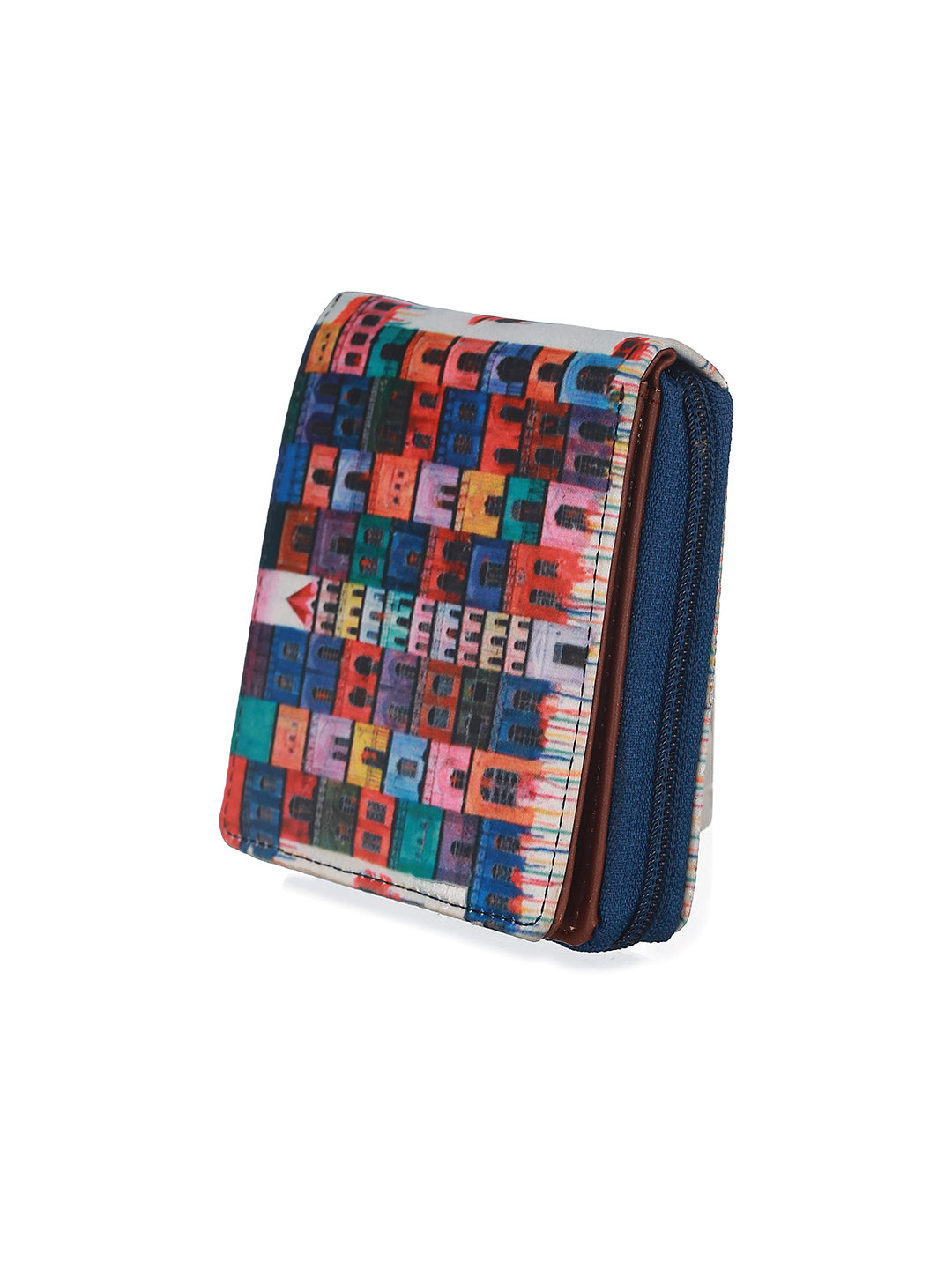 CityTours Multicolor Printed Blue Mini Wallet