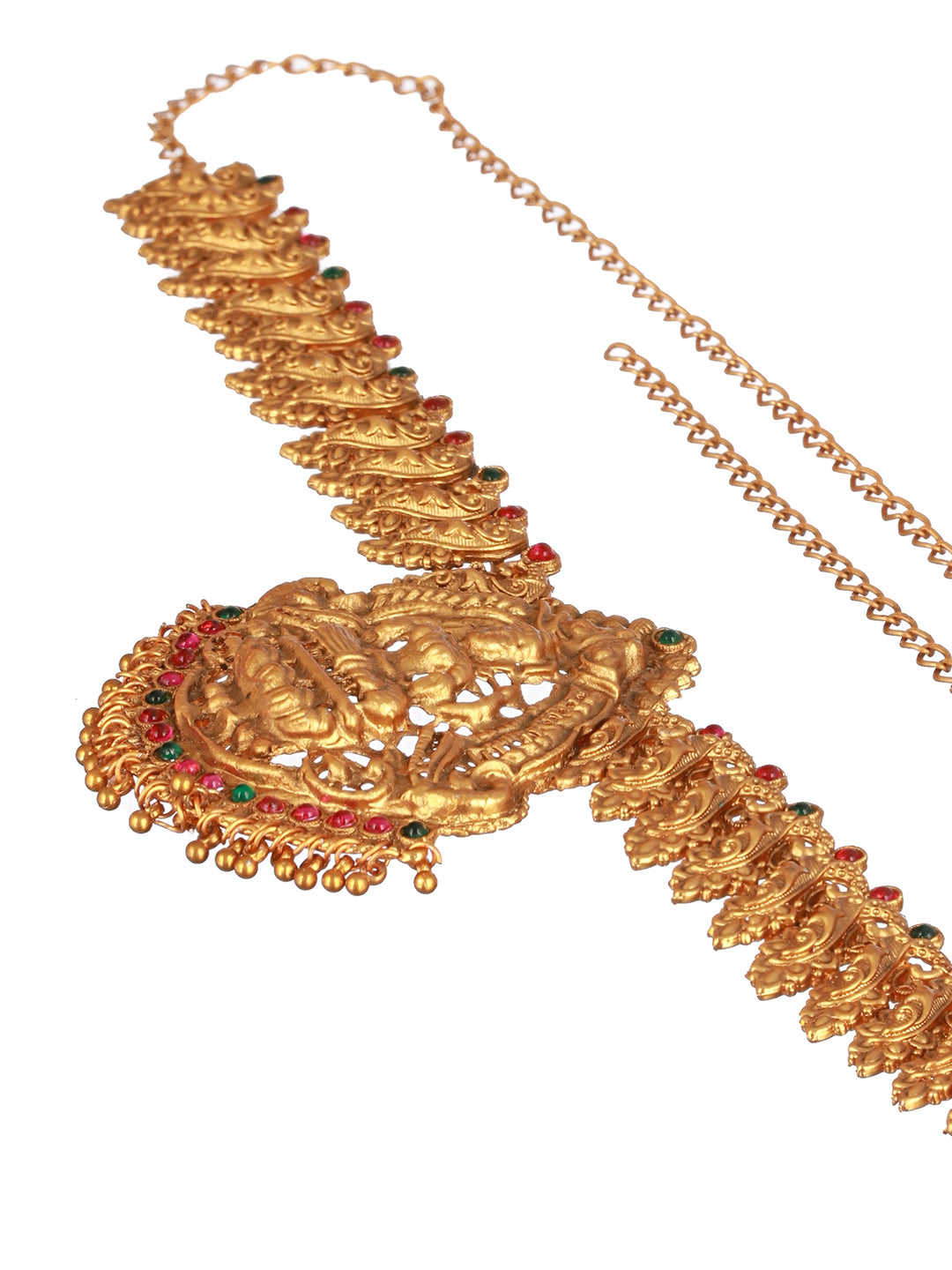 Studded Floral Goddess Laxmi Gold-Plated Waist Band