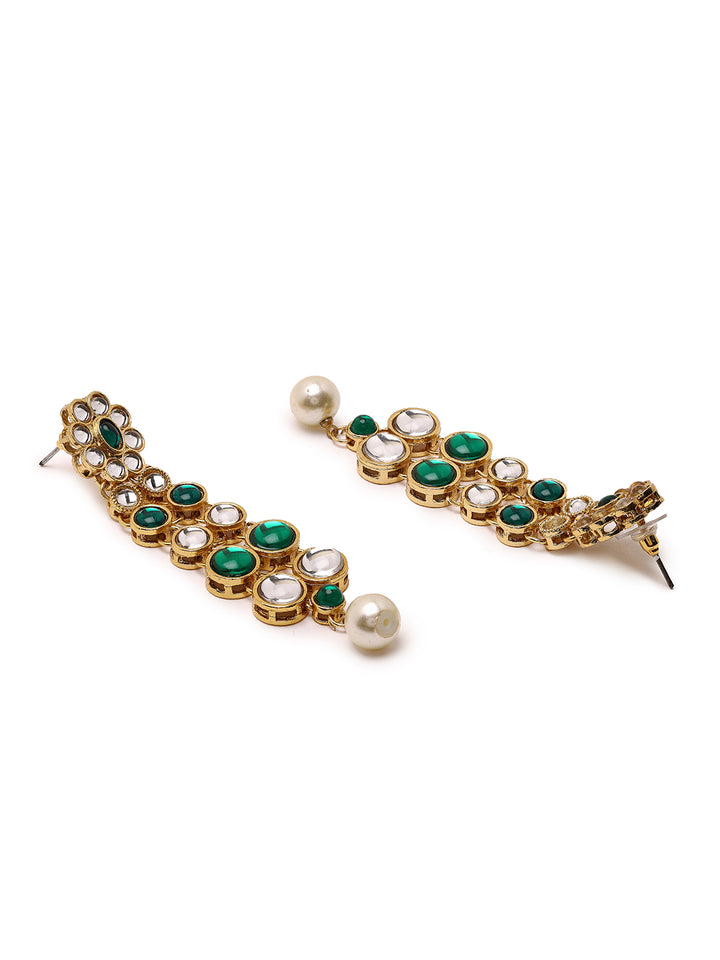 Priyaasi A Stunning Kundans and Green Stones Jewelry Set