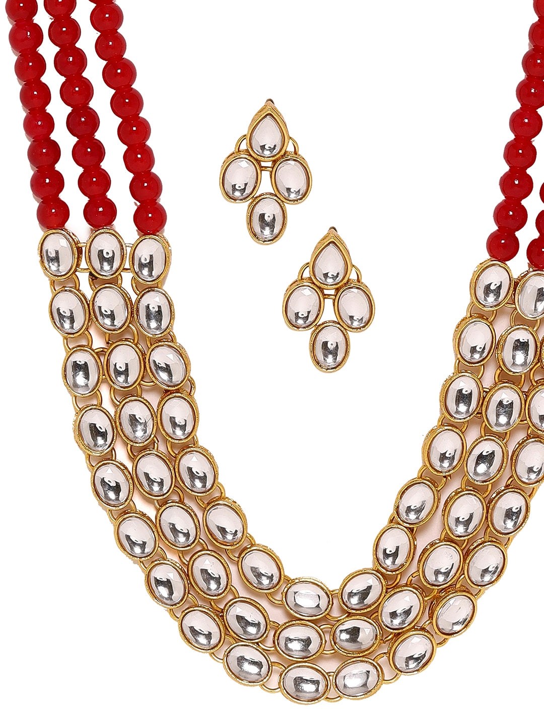 Priyaasi A Kundan Jewellery Set Adorned with Rubies and Exquisite Earrings