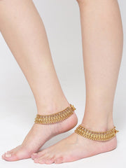 18 Ct Gol Plated Anklet Set/Payal For Women