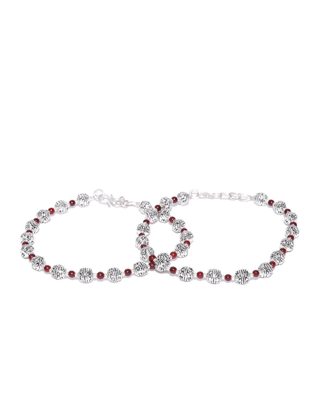 Oxidised Silver Floral Anklet for Women & Girls