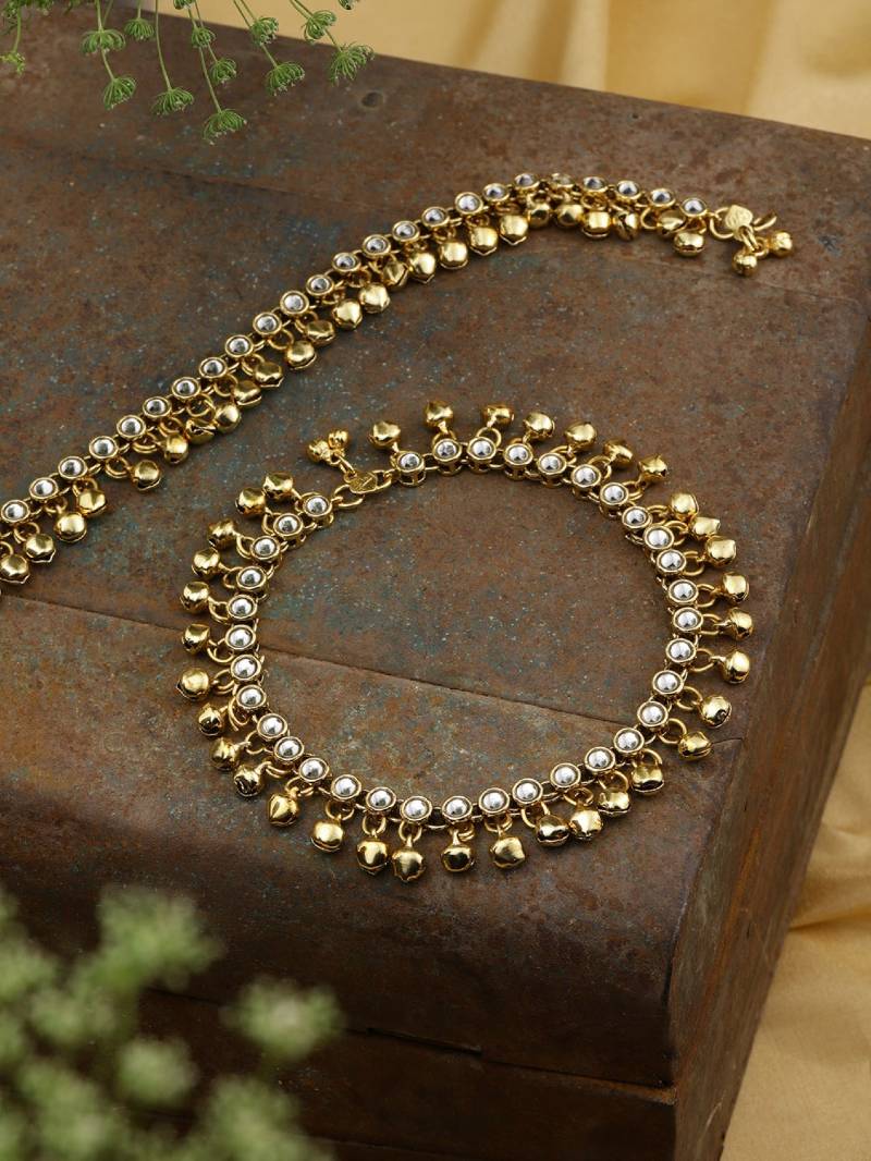 Set Of 2 18K Gold-Plated Pearl Stone-Studded For Women And Girls