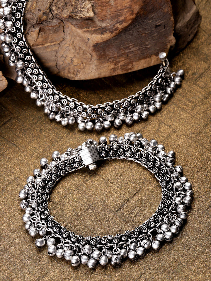 Oxidised Silver-Toned Anklets For Women And Girls