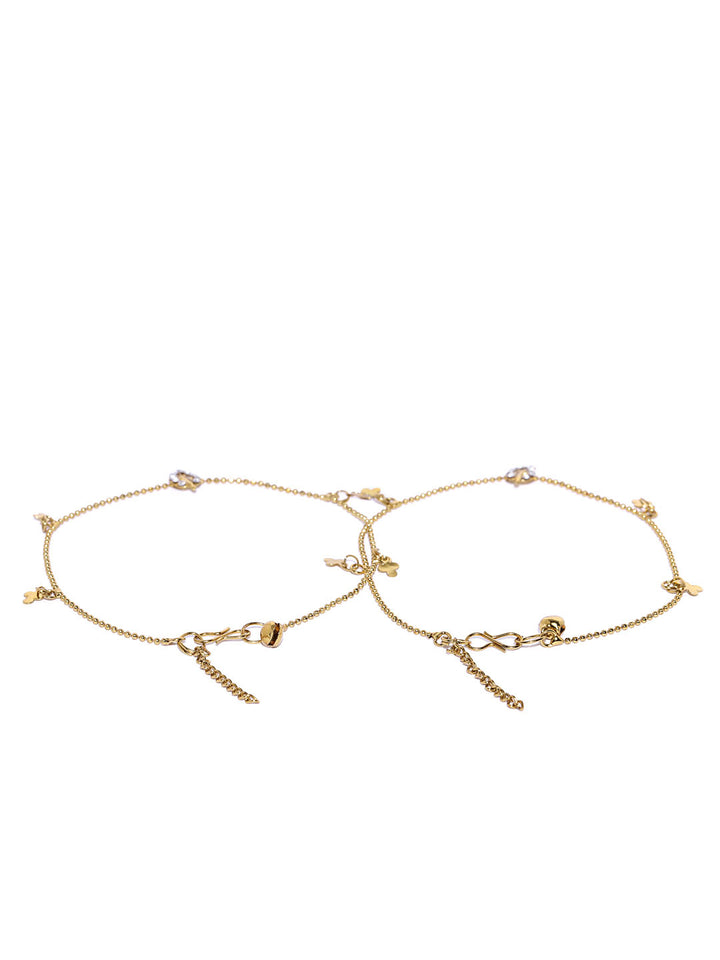 Designer Gold Plated Stone Studded with Floral Design with Leaf Stylish Trendy Fashion Anklets for Women and Girls