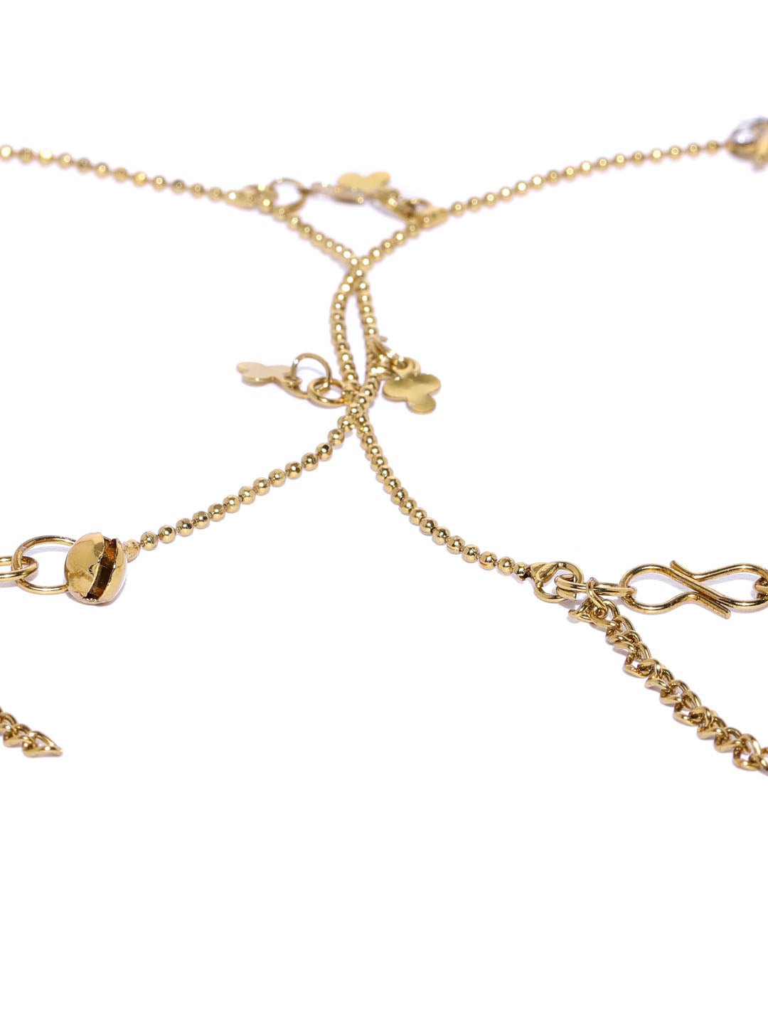Designer Gold Plated Stone Studded with Floral Design with Leaf Stylish Trendy Fashion Anklets for Women and Girls