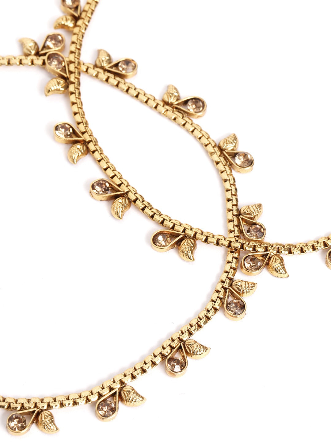 Set of 2 Gold Plated Stone Studded Anklets
