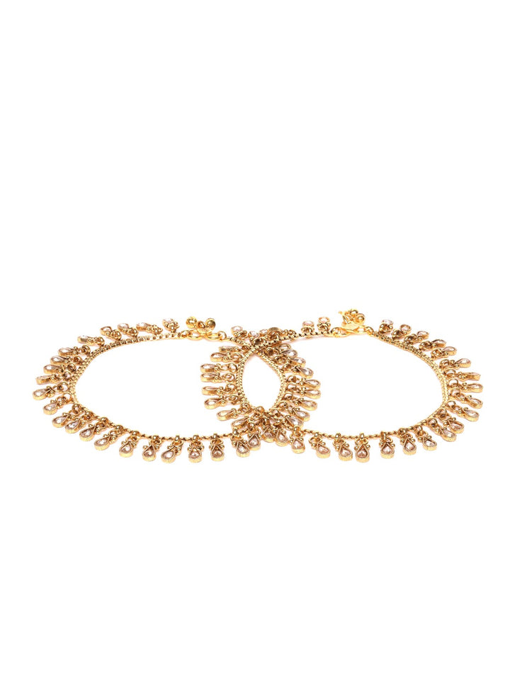 Shruti - Gold Plated Kundan Anklets-Set of 2