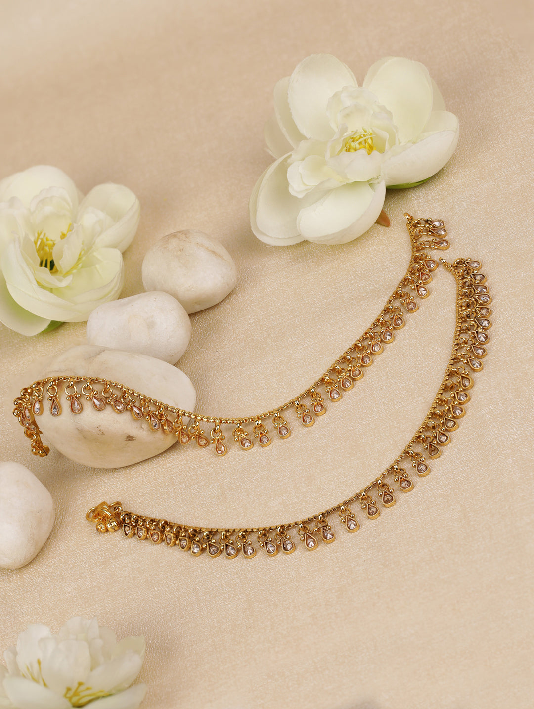 Shruti - Gold Plated Kundan Anklets-Set of 2