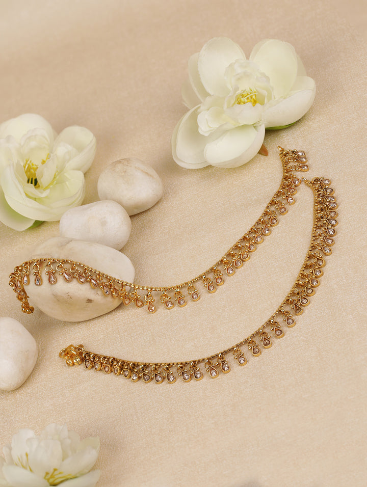 Shruti - Gold Plated Kundan Anklets-Set of 2