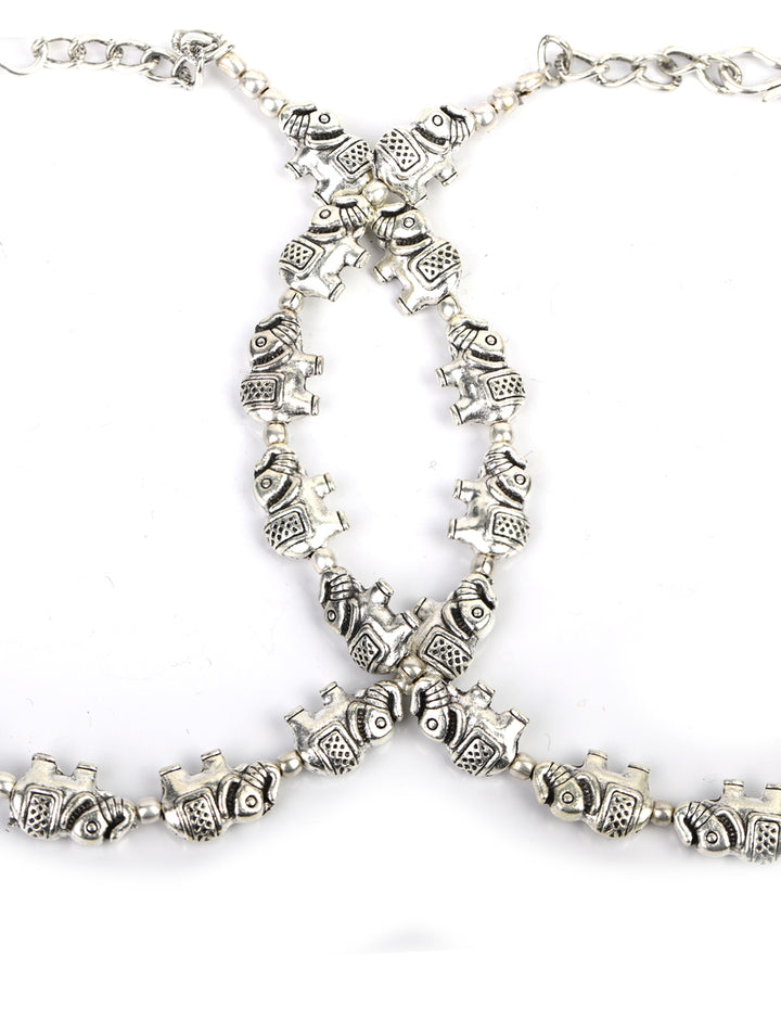 Silver Plated Elephant Traditional Anklets