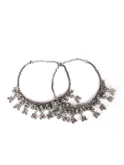 Ghungroo Silver Plated Oxidised Anklet