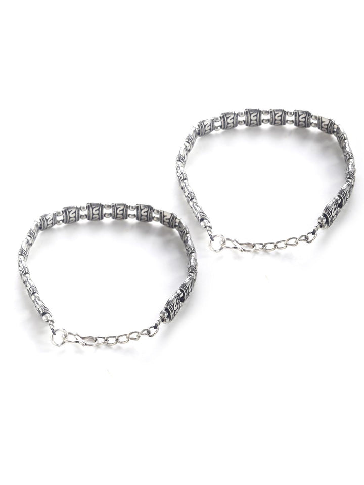 German Silver Plated Oxidized Anklets