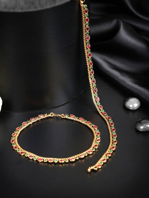 Kemp Stones Gold Plated Anklets