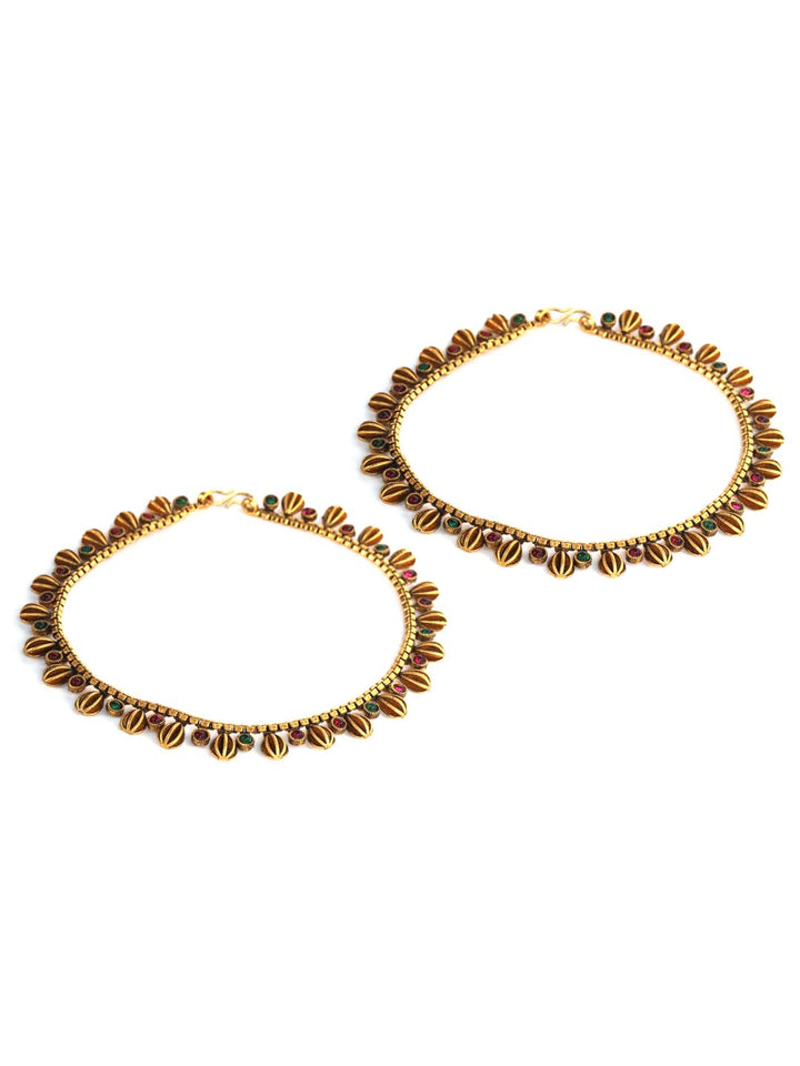 Kemp Stones Gold Plated Anklets