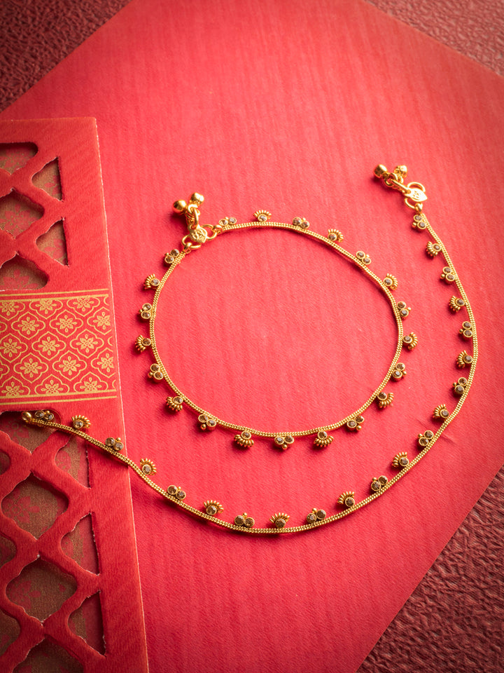 Kundan Gold Plated Floral Anklets