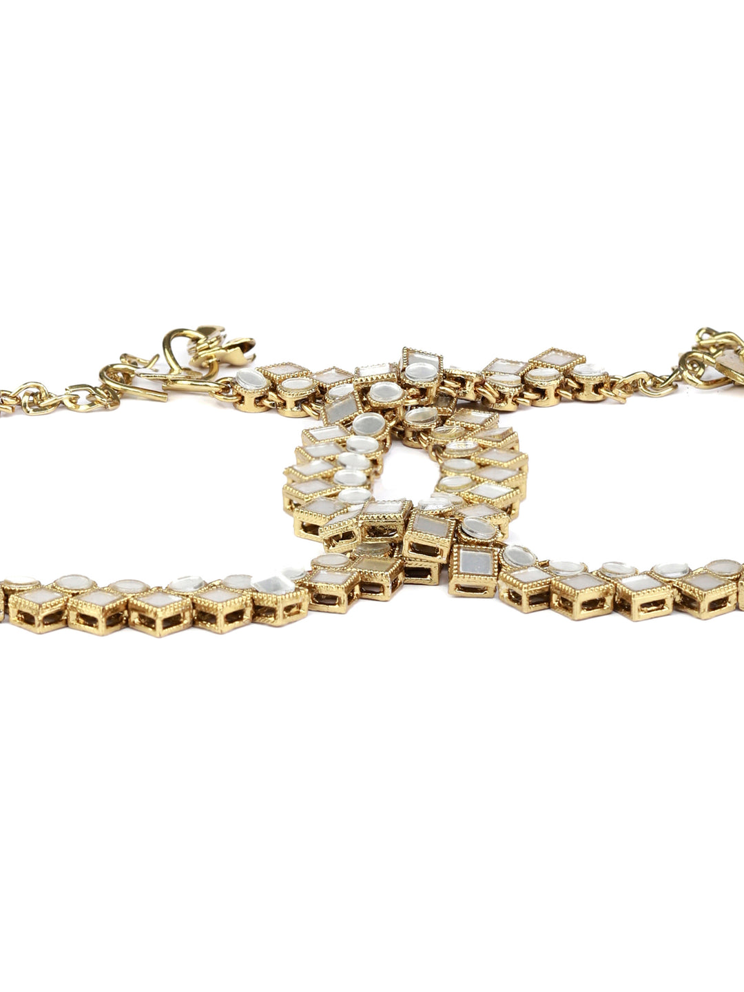 Mirror Studded Gold Plated Anklets