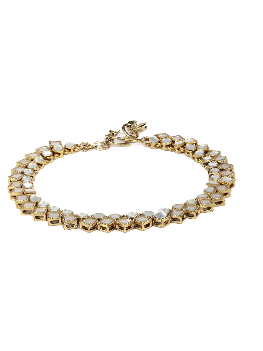 Mirror Studded Gold Plated Anklets