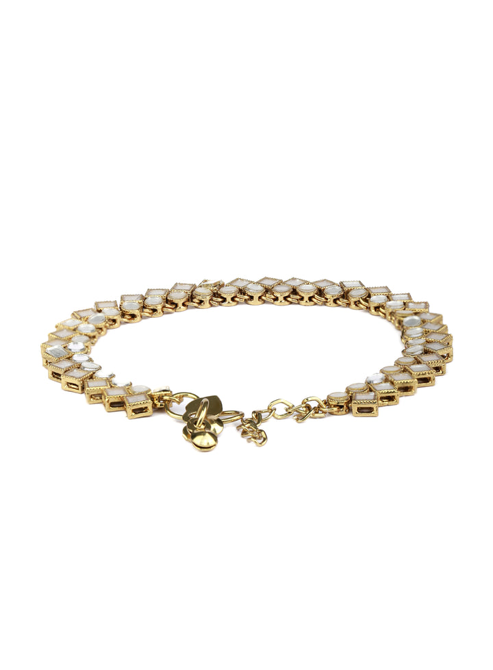 Mirror Studded Gold Plated Anklets