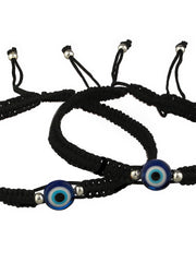 Priyaasi Evil Eye Black Threaded Silver-Plated Anklet Set of 2