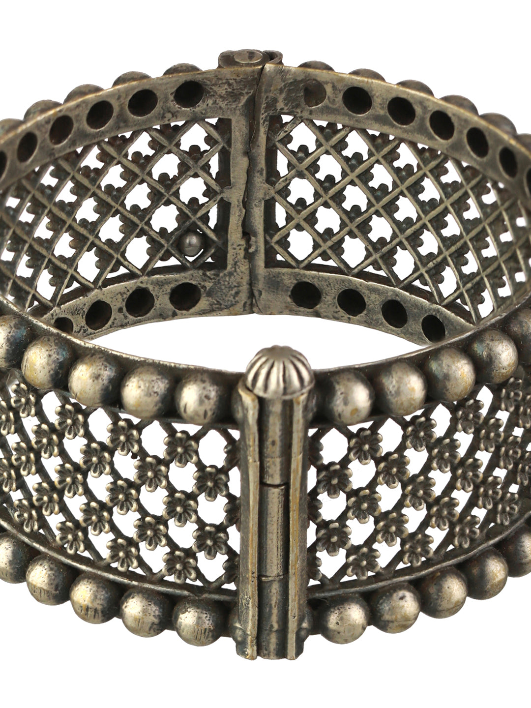 Priyaasi Classic Boho Floral Oxidised Silver Bracelet