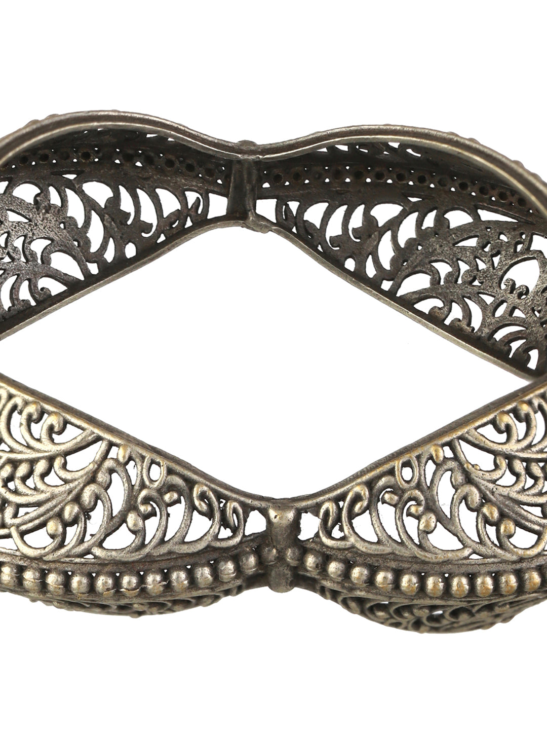 Priyaasi Designer Leaf Motif Oxidised Silver Bracelet