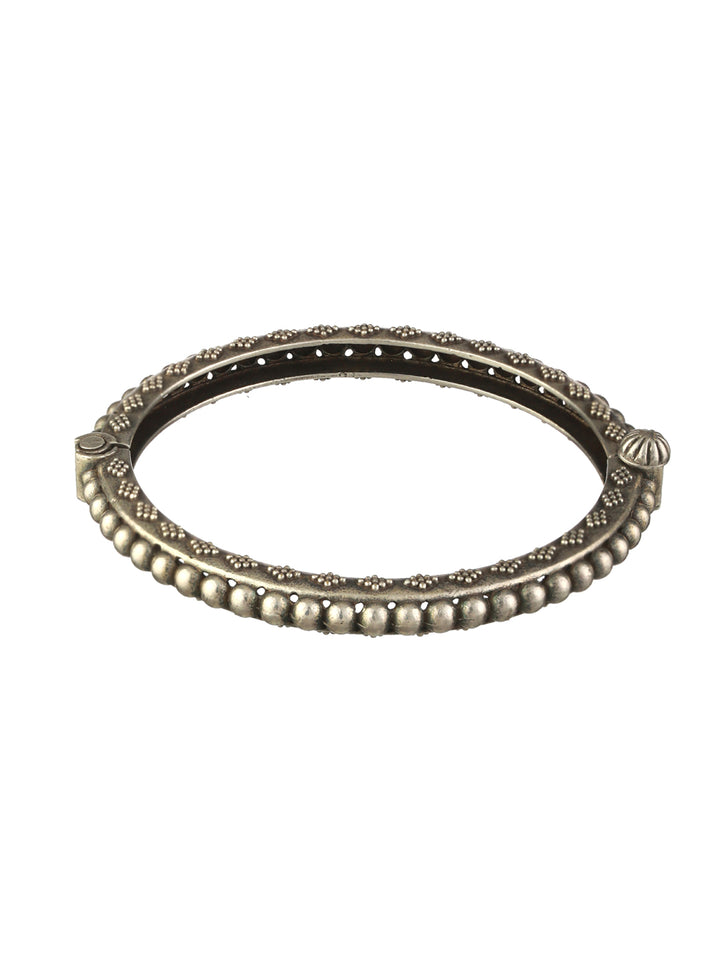 Priyaasi Minimal Floral Spherical Oxidised Silver Bracelet