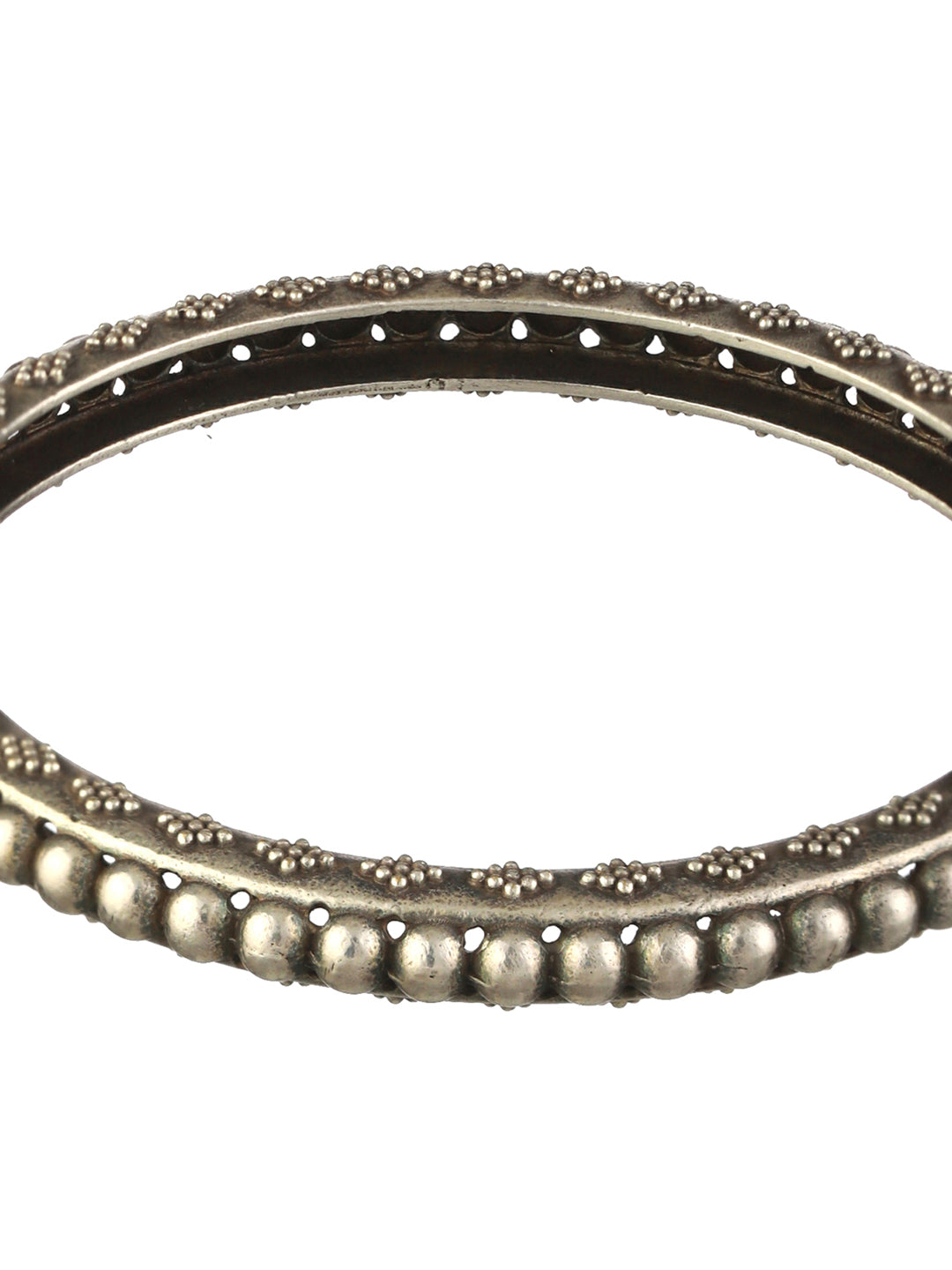 Priyaasi Minimal Floral Spherical Oxidised Silver Bracelet