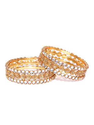 Set of 2 Gold-Plated Stone-Studded Bangles