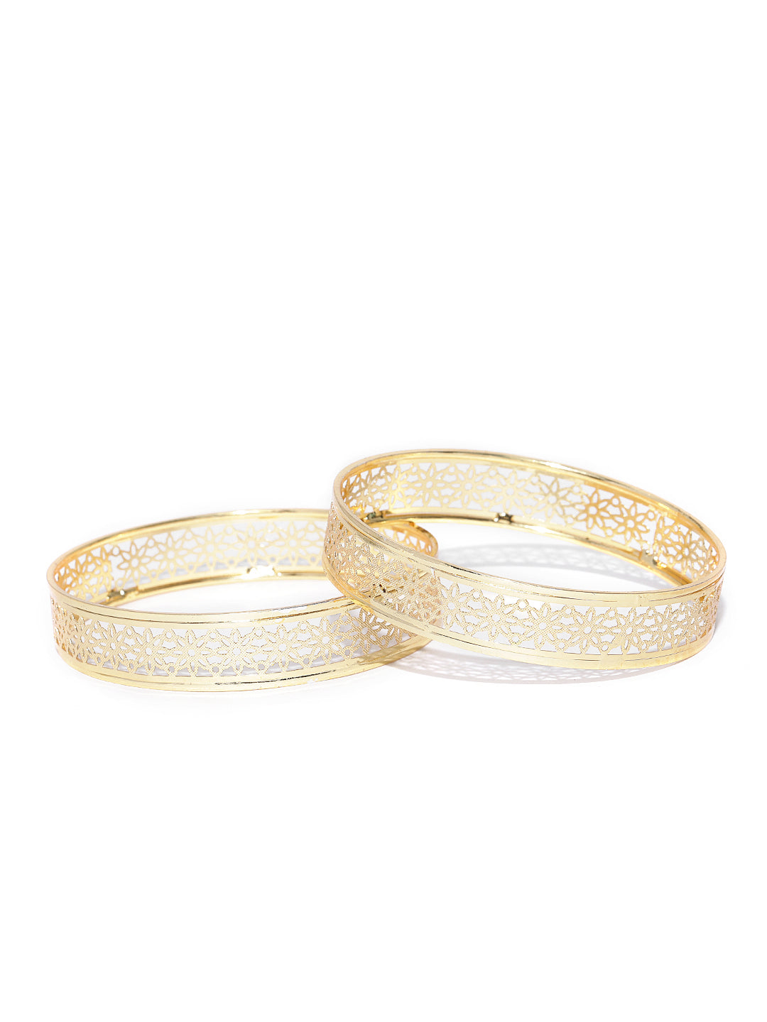 Set Of 2 Designer Gold Plated Engraved Stylish Bangles For Women And Girls