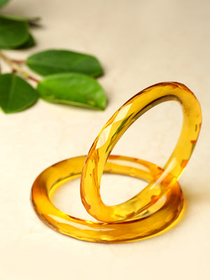 Set of 2 Glass Bangles in Yellow Color