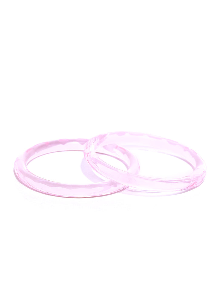 Set of 2 Glass Bangles in Pink Color